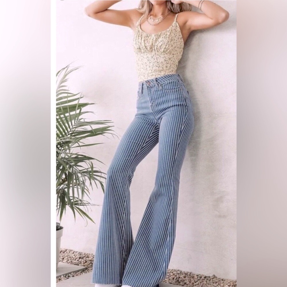 Judy Blue Flare Leg High Waist Jeans Women Size 27 Bell Bottom Western Festival